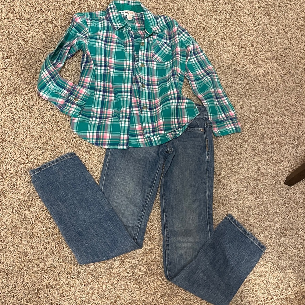 Cat & Jack and Old Navy outfit Kids Plaid Shirt & jeans